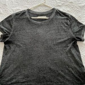 Charcoal colored t-shirt.